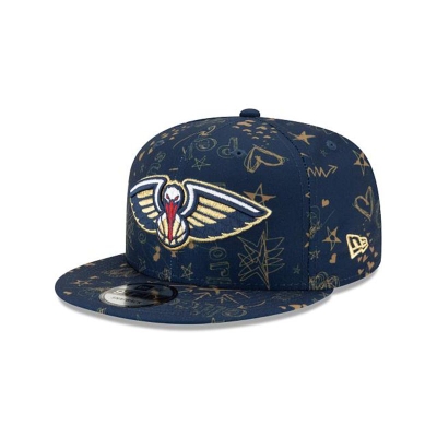 New Orleans Pelicans Gorra | New Era NBA Doodle 9fifty Snapback Cap Mexico - Azules